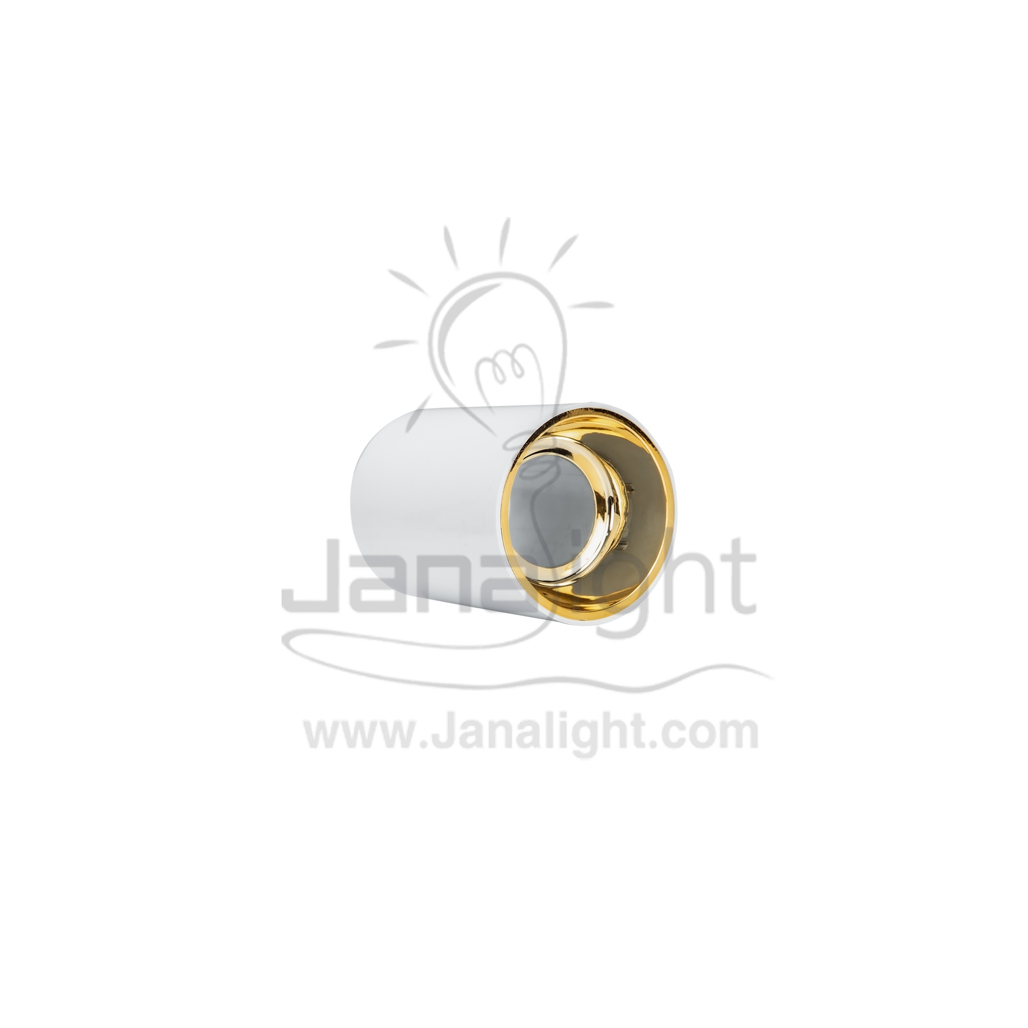 فريم سبوت سلندر فارغ مدور ابيض قلب ذهبي بلاستك Cylinder Downlight Frame Plastic White-Gold